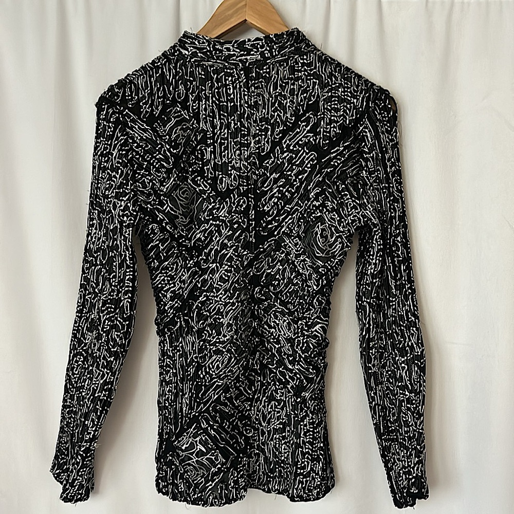 Obstine’e Vintage Black/White Geometric Zip Front Long Sleeve Jacket Top *Sz 8* - Picture 2 of 6